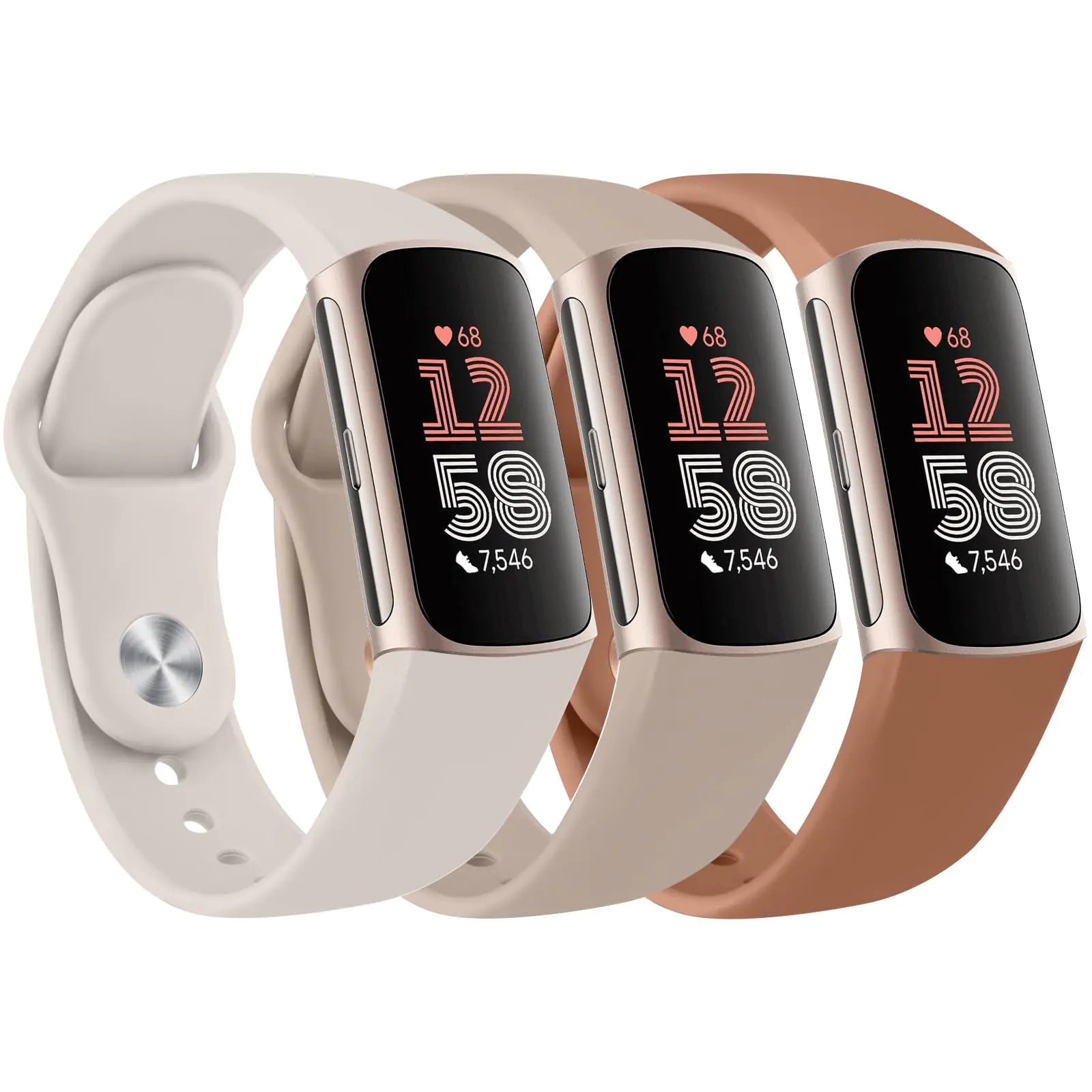 Meliya Pacote com 3 Pulseiras Esportivas Compatíveis com Fitbit Charge 6/Fitbit Charge 5 para Mulheres e Homens, Silicone Ajustável e Impermeável, Pulseira de Substituição para Fitbit Charge 6/Charge 5