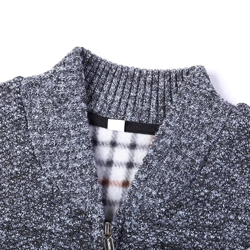 Men's Thickened Warm Color-Block Knit Cardigan