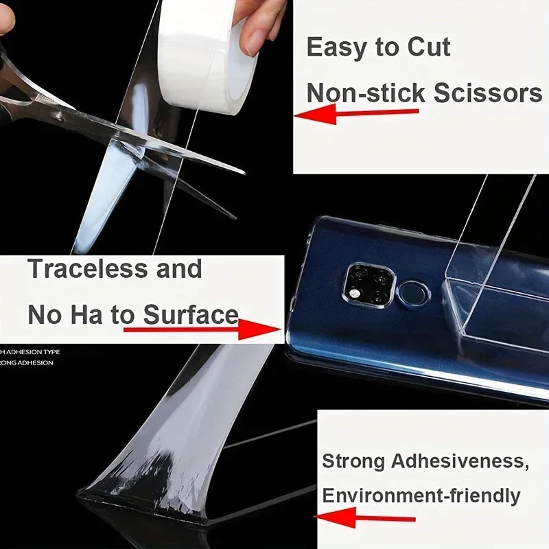 5m/3/2m/1m Nano Tape Extra Strong Double Sided Adhesive Tape Transparent No Trace Reusable Waterproof Adhesive Tape Home